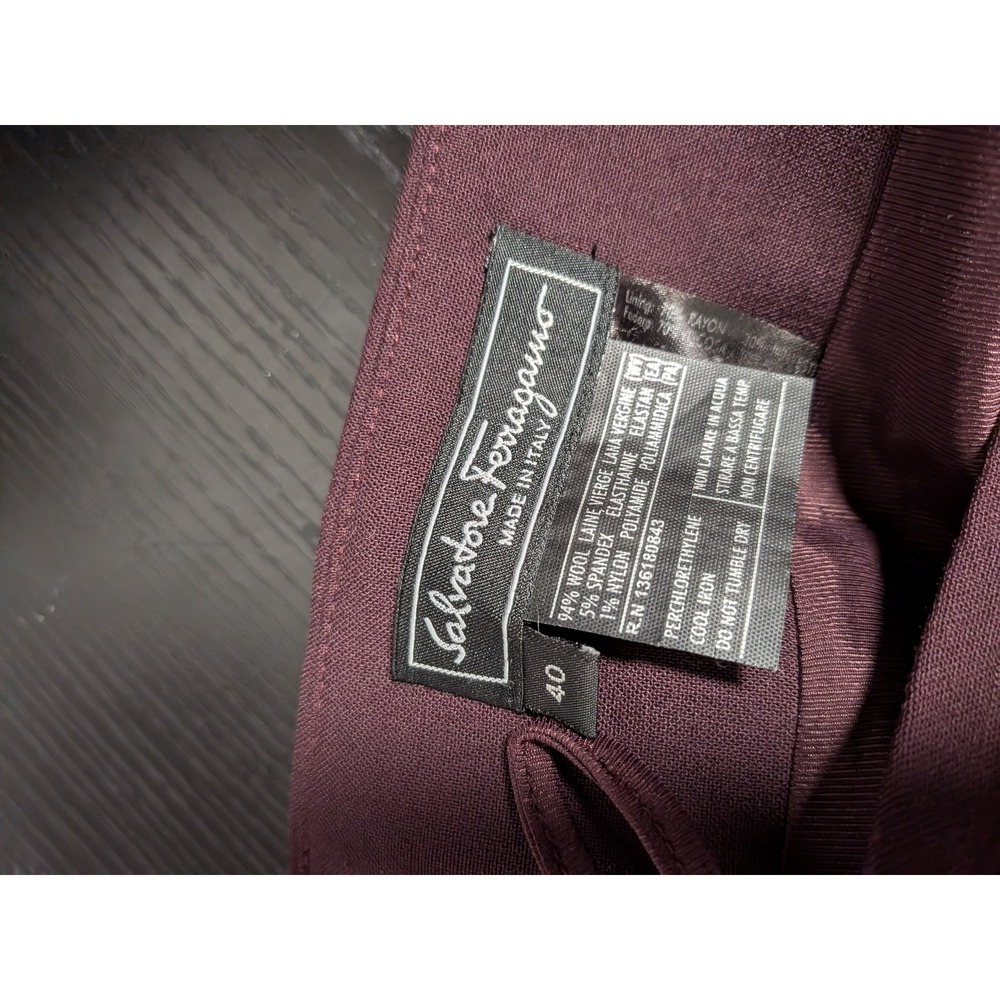 Salvatore Ferragamo Burgundy Wool Blend Raw Edge Pencil Skirt Made in Italy 40 - Picture 10 of 15